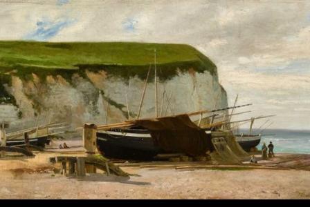 Léon BARILLOT       :  Nordfranzösiche strandpartie mit segelschiffen