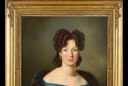 Joseph VAUDECHAMP       :  Portrait de femme en robe bleue