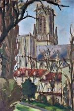 C. MULLER       :  Vue de l'église Saint Pierre depuis le parc Olry à Nancy
