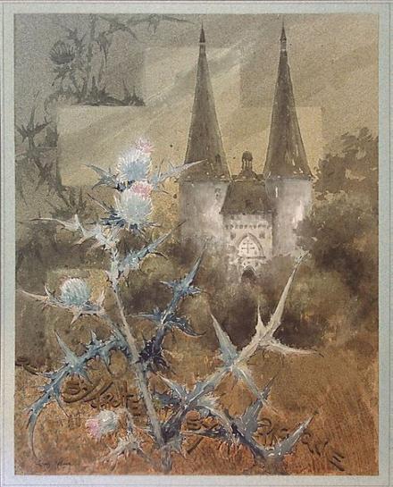 Flower-of-Thistle-with-a-Monastery-in-the-Background.jpg
