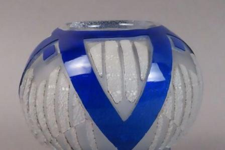MULLER frères       :  Vase boule à décor géométrique