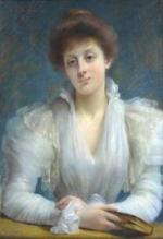 Amélie VALENTINO  "Portrait de femme tenant un livre"