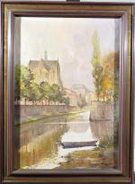 KARKOWSKI       :  La Moselle et la cathédrale de Metz