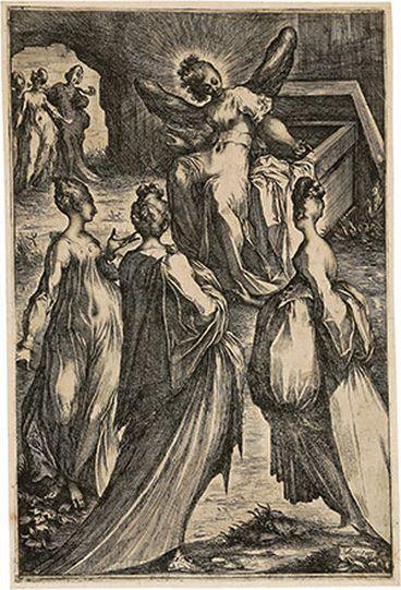 Jacques BELLANGE  (de)         :   Les Trois Maries au tombeau
