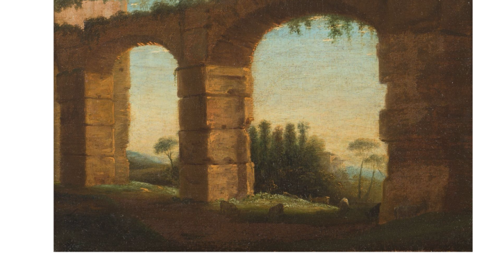 Claude GELLÉE le Lorrain          :    Paysage de la campagne romaine avec deux arches