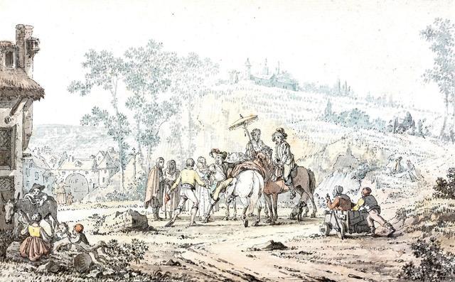 Jacques-François-Joseph SWEBACH       : La halte des cavaliers devant l'auberge