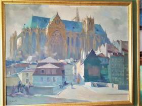 Marcel CORRETTE       :  « Vue animée de la cathédrale Saint Etienne de Metz »